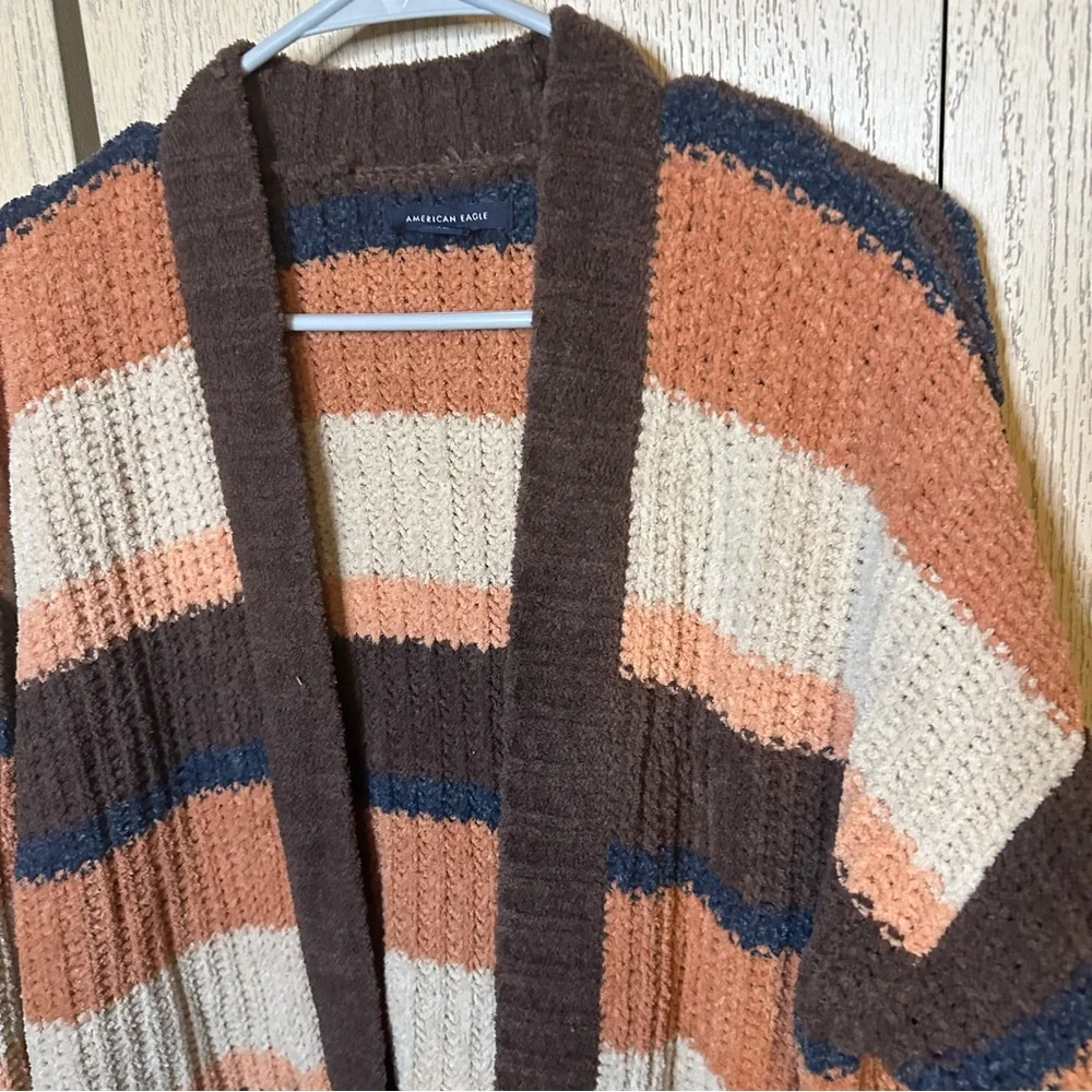 American Eagle Multicolored Striped Open Front Sweater Cardigan Oversized XS/S - Picture 3 of 12